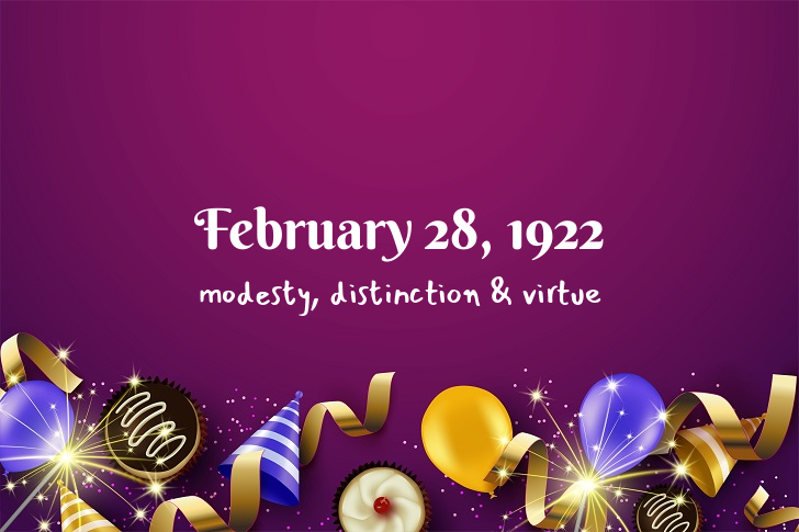 Funny Birthday Facts About February 28, 1922